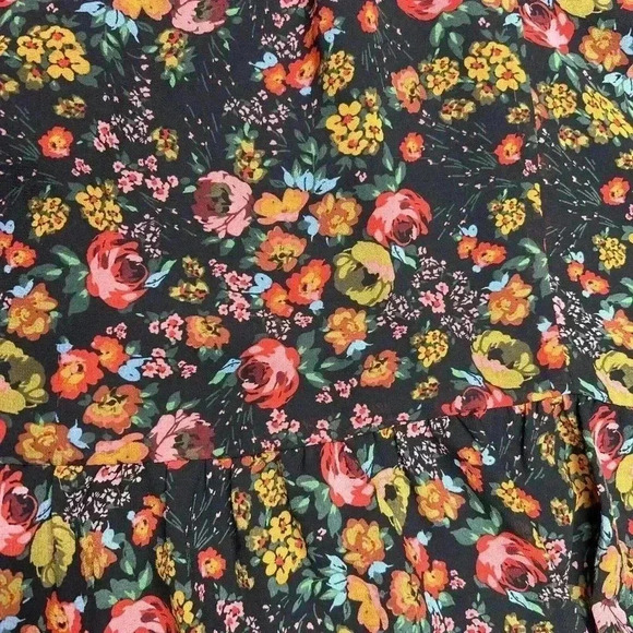 Vici Dress Medium Short Tiered Floral Print Sheer Long Sleeve - Picture 8 of 8